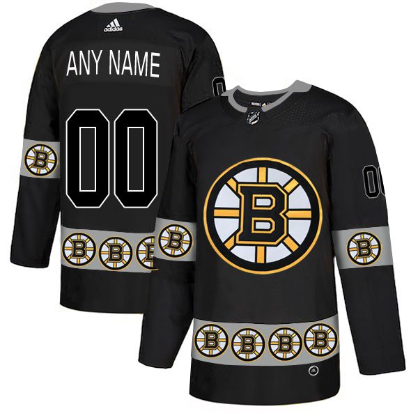 Men Boston Bruins #00 Any name Black Custom Adidas Fashion NHL Jersey